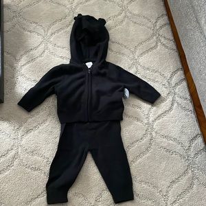 Baby gap black super soft hoodie jacket with matching pants nwt 3-6m